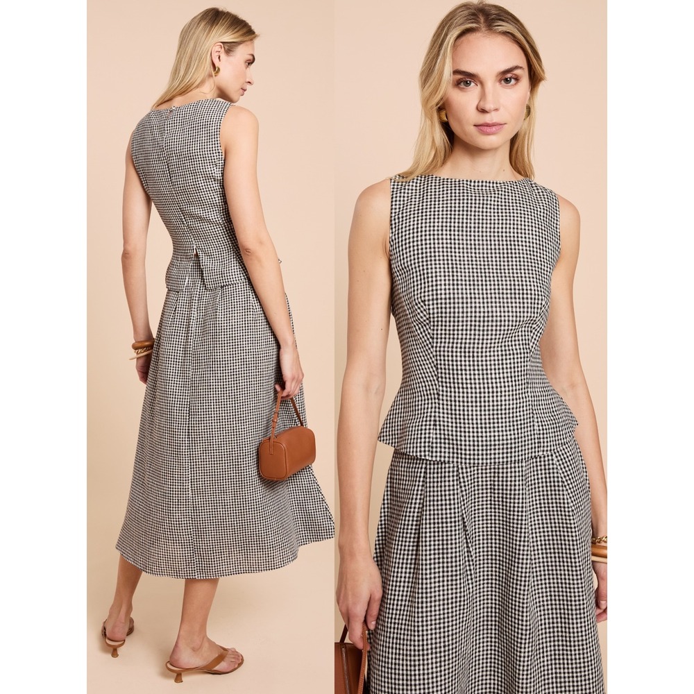 NWT o.p.t Aveline Gingham Linen Top - Size 8